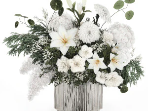 Collection of flower bouquets and vase set of 36 pieces 3D Model