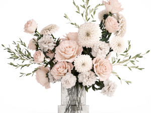 Collection of flower bouquets and vase set of 36 pieces 3Dモデル