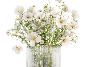 Bouquet of white wildflowers Poppy daisy in a vase 432 3D 模型