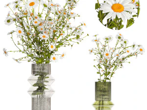 꽃다발 컬렉션 및 꽃병 50개 세트 3D 모델