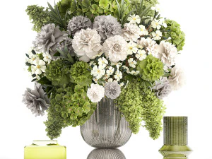 꽃다발 컬렉션 및 꽃병 50개 세트 3D 모델