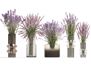 Collection of flower bouquets and vase set of 50 pieces 3D-Modell