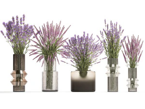 꽃다발 컬렉션 및 꽃병 50개 세트 3D 모델