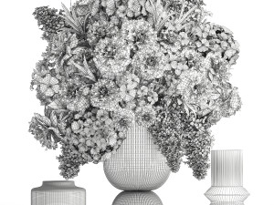 Collection of flower bouquets and vase set of 50 pieces 3D-Modell