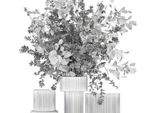 꽃다발 컬렉션 및 꽃병 50개 세트 3D 모델