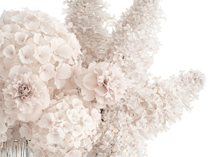 Bouquet of white flowers lilac peony hydrangea in vase 433 3D Model