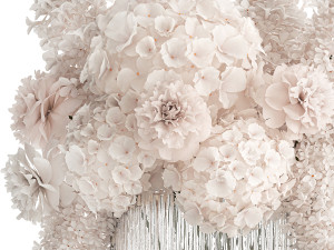 Bouquet of white flowers lilac peony hydrangea in vase 433 3D Model