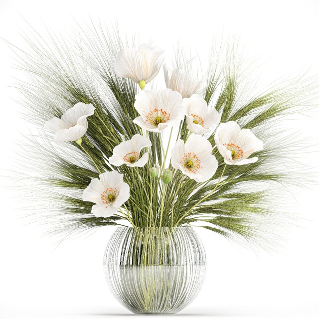 Small bouquet of wildflowers poppy wheat vase 434 3D-Modell .c4d .max .obj .3ds .fbx .stl .blend 