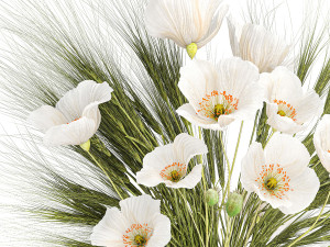 Small bouquet of wildflowers poppy wheat vase 434 3D-Modell