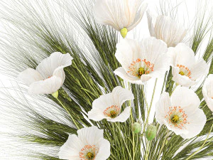 Small bouquet of wildflowers poppy wheat vase 434 3D Model