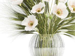 Small bouquet of wildflowers poppy wheat vase 434 3D-Modell