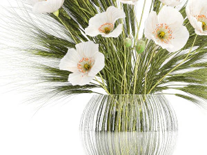 Small bouquet of wildflowers poppy wheat vase 434 3D Model