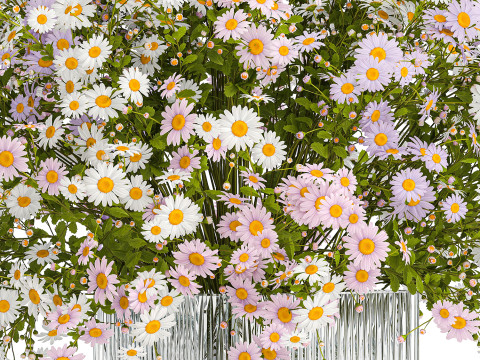 Bouquet of white wildflowers chamomile daisies vase 435 3D Модель