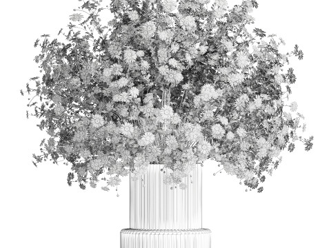 Bouquet White Wildflowers Chamomile Daisies Vase 436 3D Model