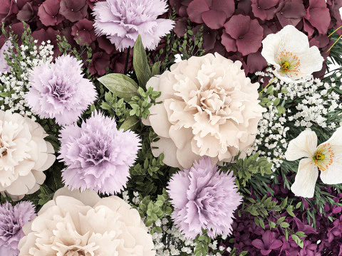 Bouquet of hydrangea lilac poppy peony in a vase 437 3D Model