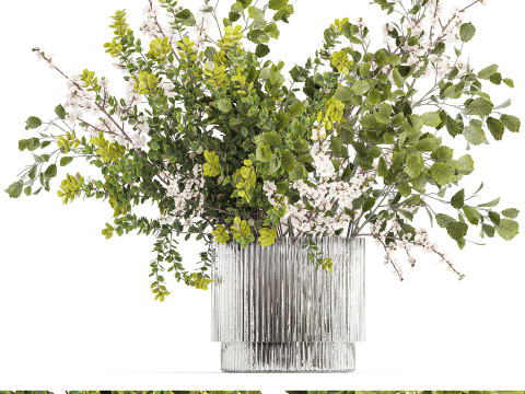 Bouquet Branch Of Cherry Blossoms Greenery Sakura 438 Modelo 3D