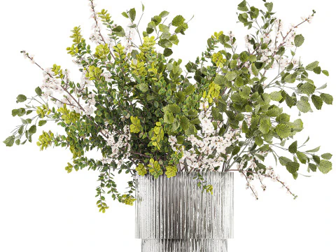 Bouquet Branch Of Cherry Blossoms Greenery Sakura 438 3D Model