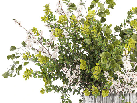 Bouquet Branch Of Cherry Blossoms Greenery Sakura 438 3D Model