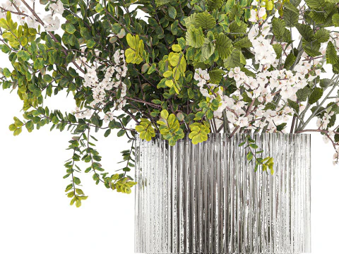 Bouquet Branch Of Cherry Blossoms Greenery Sakura 438 3D Model