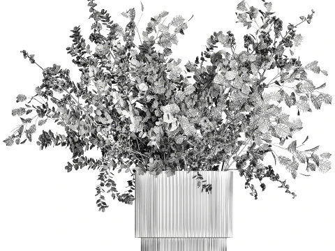 Bouquet Branch Of Cherry Blossoms Greenery Sakura 438 3D Model