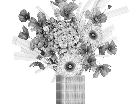 Beautiful bouquet of wild flowers Hydrangea Lavender Poppy Gerbera Modelo 3D