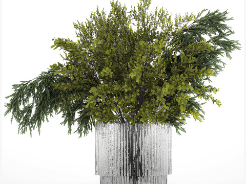 Bouquet Of Branches With Green Leaves In A Vase 441 3D मॉडल