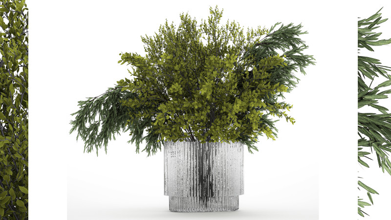Bouquet Of Branches With Green Leaves In A Vase 441 3D मॉडल .c4d .max .obj .3ds .fbx .stl .blend 