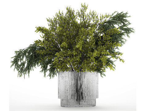 Bouquet Of Branches With Green Leaves In A Vase 441 Modello 3D