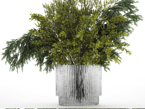 Bouquet Of Branches With Green Leaves In A Vase 441 3D मॉडल