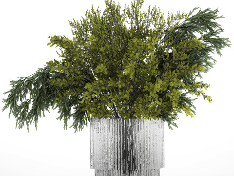 Bouquet Of Branches With Green Leaves In A Vase 441 3D मॉडल