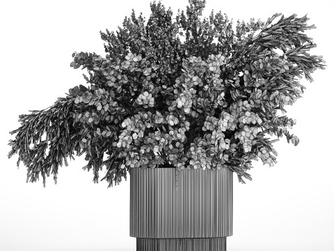 Bouquet Of Branches With Green Leaves In A Vase 441 3D मॉडल