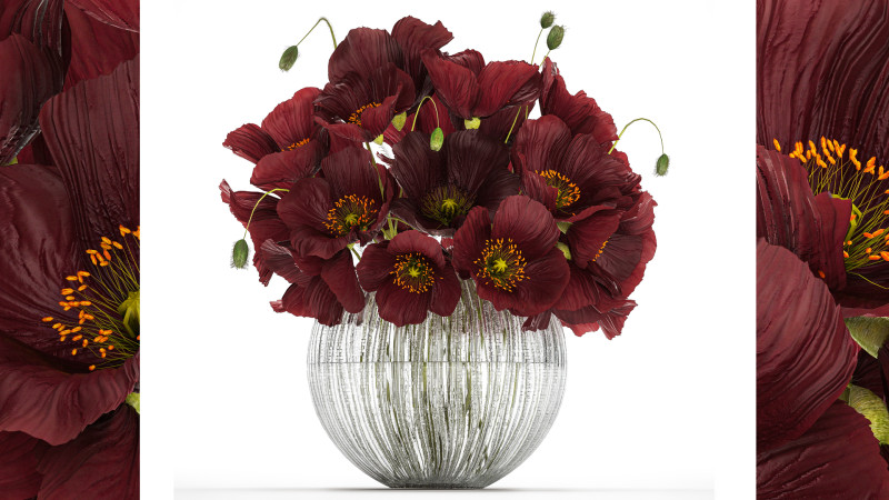 Bouquet Of Wild Flowers In A Vase With Poppy 443 3D Model .c4d .max .obj .3ds .fbx .stl .blend