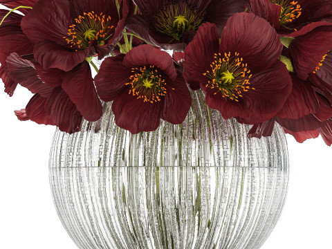 Bouquet Of Wild Flowers In A Vase With Poppy 443 3D Model