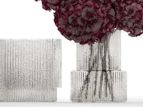 Bouquet Of Burgundy Flowers In A Vase Hydrangea 446 3D Model