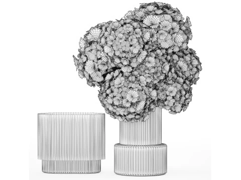 Bouquet Of Burgundy Flowers In A Vase Hydrangea 446 3D Model