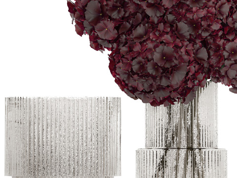 Bouquet Of Burgundy Flowers In A Vase Hydrangea 446 3D Модель