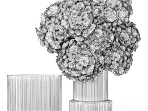 Bouquet Of Burgundy Flowers In A Vase Hydrangea 446 3D Model