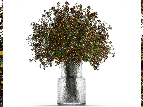 Bukiet polnych kwiatów w wazonie z stokrotką Rumianek 448 Model 3D