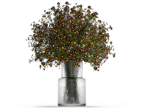 Bouquet wildflowers in a vase with daisy Chamomile 448 3D Model