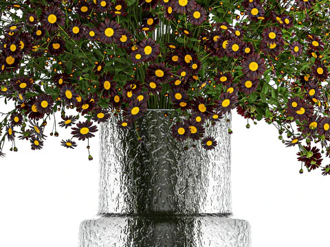 Bouquet wildflowers in a vase with daisy Chamomile 448 3D Model