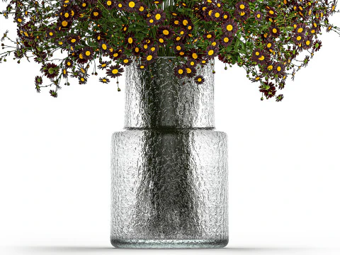 Bouquet wildflowers in a vase with daisy Chamomile 448 3D Model