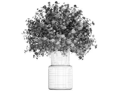 Bouquet wildflowers in a vase with daisy Chamomile 448 3D Model