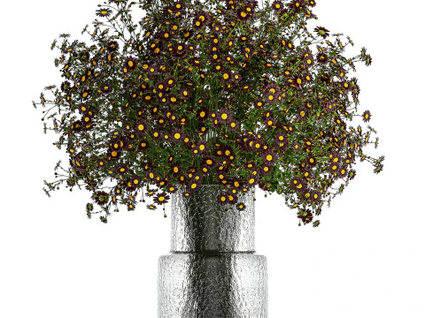 Bouquet wildflowers in a vase with daisy Chamomile 448 3D Model