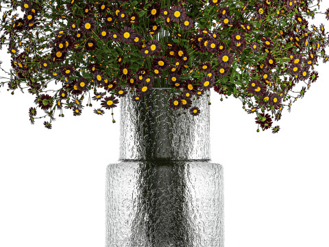 Bouquet wildflowers in a vase with daisy Chamomile 448 3D-Modell