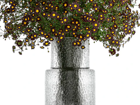 Bouquet wildflowers in a vase with daisy Chamomile 448 3D Model