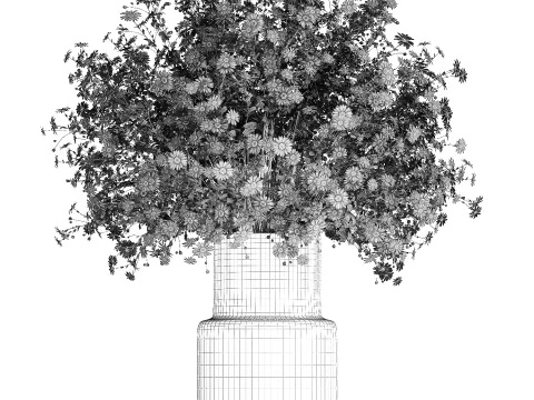 Bouquet wildflowers in a vase with daisy Chamomile 448 3D Model