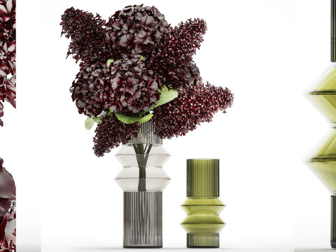 Bouquet Of Burgundy Red Flowers Hydrangea Lilac 449 3D Model