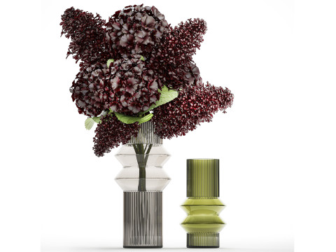 Bouquet Of Burgundy Red Flowers Hydrangea Lilac 449 3D Model