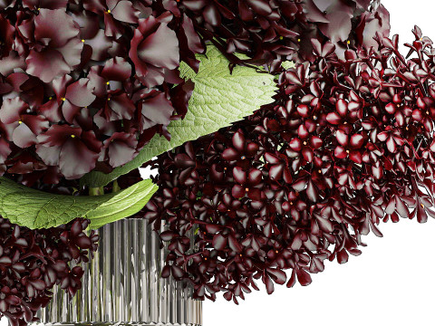 Bouquet Of Burgundy Red Flowers Hydrangea Lilac 449 3D Model