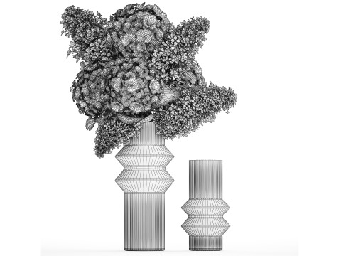 Bouquet Of Burgundy Red Flowers Hydrangea Lilac 449 3D Model
